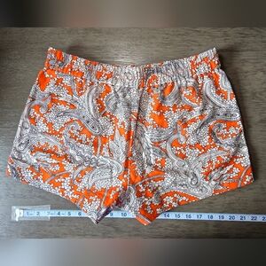 J. Crew Orange and White Athletic Shorts Vibrant Paisley Design
